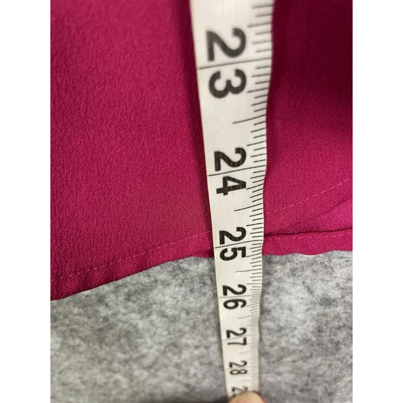 J.Crew Pink Ruffle Front Long Sleeve V Neck Satin Blouse Top Womens size Medium - Picture 6 of 9